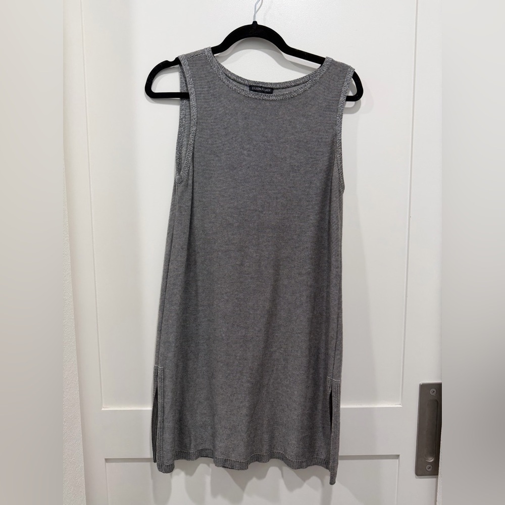 Eileen Fisher Grey Striped Tunic Top size S/P Tencel Lyocell